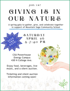 Save the Date flyer for Giving Is In Our Nature